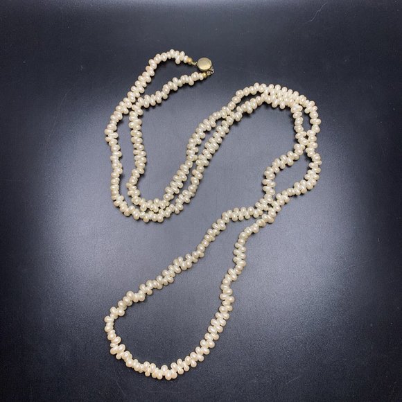 Vintage Jewelry Long Faux Pearl Necklace Beaded 36 Inch Single